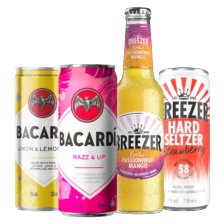 Breezer of Bacardi razz & up of limon & lemonade